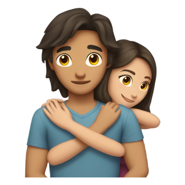 Young Filipino man young brunette woman hug sticker