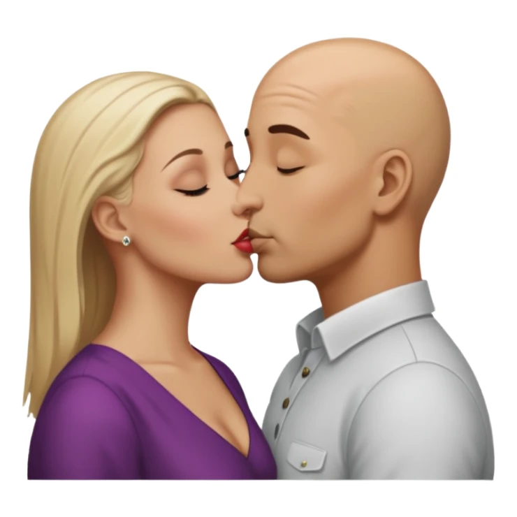 Bald man kissing white dark blonde woman sticker