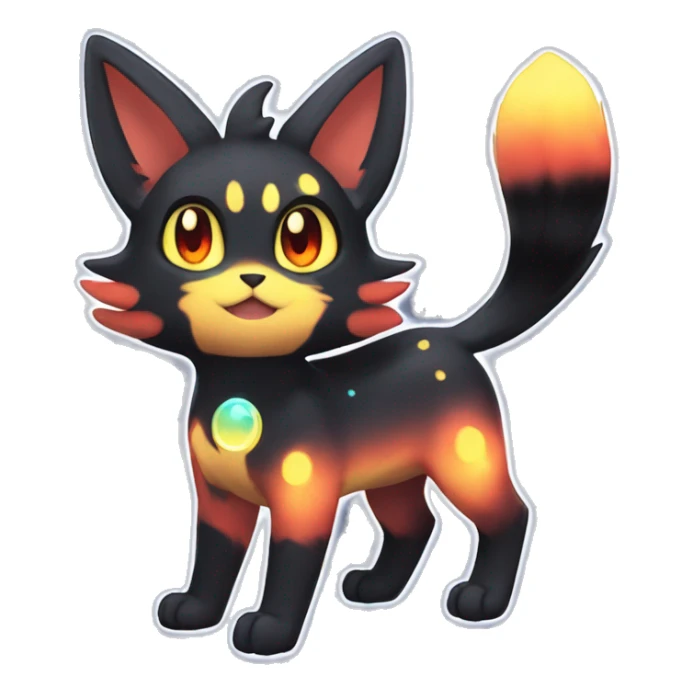 Shiny Sparkly Litten-Umbreon with gradient Nebula-colored markings full body sticker