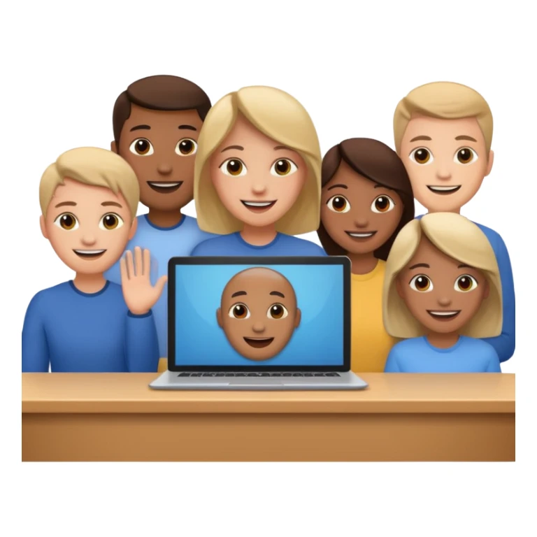 video meeting via laptop smiling people  sticker