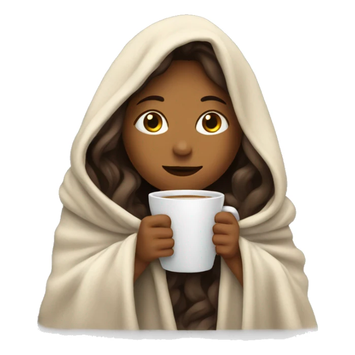 girl inside a blanket sipping coffee eyes closed sticker