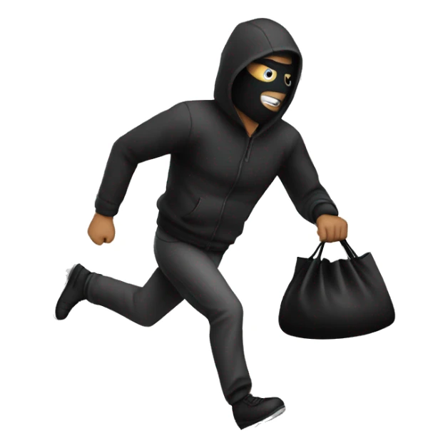 robber running to the left holding a black bag sticker
