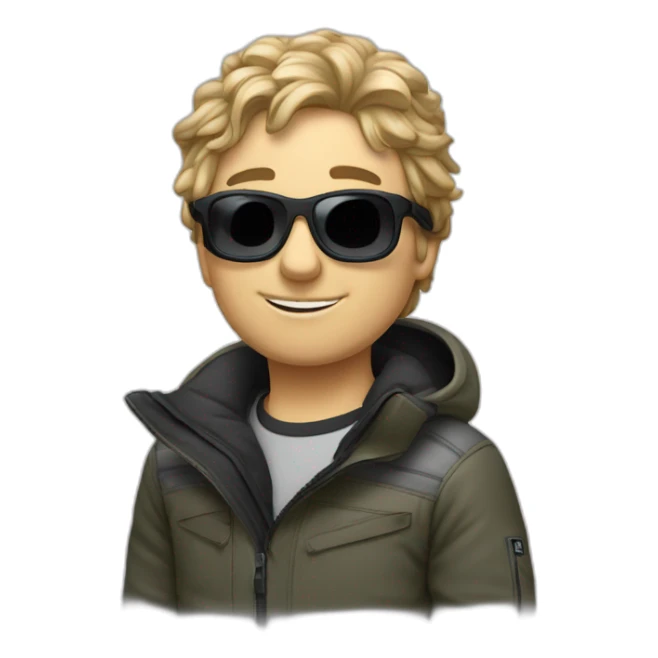 Un garçon blanc ,à das lunettes de ski, il a les cheveux noirs sticker