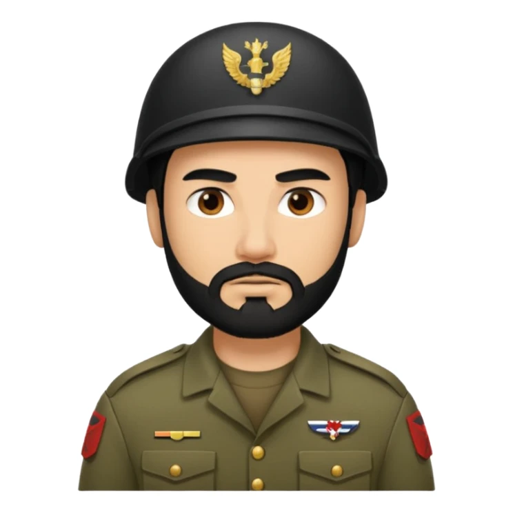 male soldier black hair and beard tyle sticker