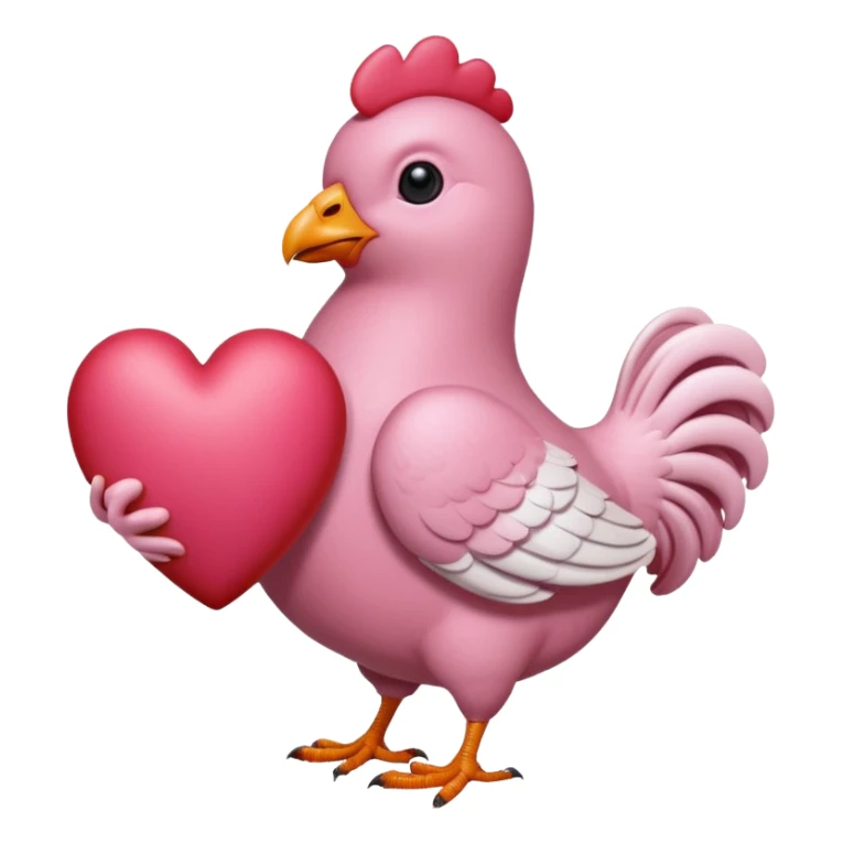 An pink pigeon eating heart shaped chicken  sticker