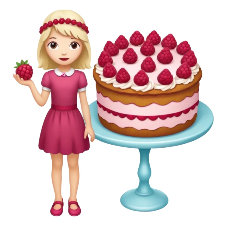 Raspberry torte human full body and legs girl with a raspberry barrette on her head sticker