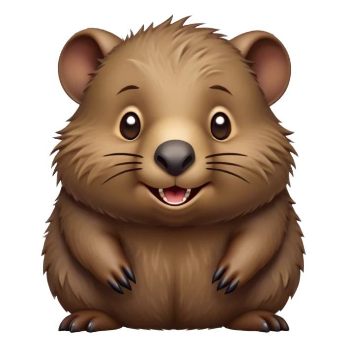 Cinematic Comical Wombat Portrait Emoji, Head tilted dramatically with an exaggeratedly amused expression, featuring a striking, glossy shaggy brown fur with bold textures and wide, expressive eyes filled with playful disbelief, Simplified yet hilariously expressive features, highly detailed, glowing with a slightly sassy glow, high shine, dramatic yet playful, stylized with an air of cheeky bush mischief, bright and endearing, soft glowing outline, capturing the essence of a spirited and over‐the‐top wombat, so meme‐worthy it feels like it could snort its way into internet fame instantly! sticker