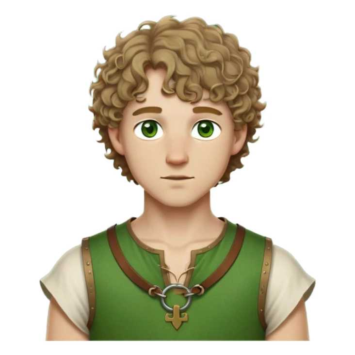 medieval summer outfit worn by a DnD themed fantasy male character. thin, sleeveless wool tunic with a small keyhole opening at the neckline, tied shut with a leather string. clothes only above the waist. The clothes full waist. The character's haven't arms. character is white-skinned, dark blonde hair, green eyes, short curly hair. sticker