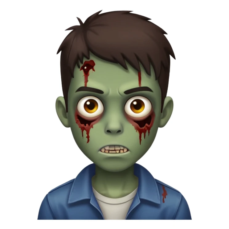boy zombie teen with dark brown hair medium sticker