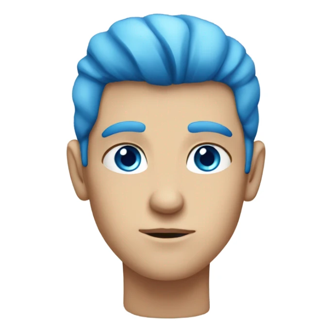Serious Caucasian boy with blue eyes and blue hair sticker