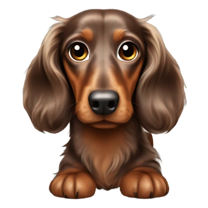 brown dapple long haired Dachshund full body sticker