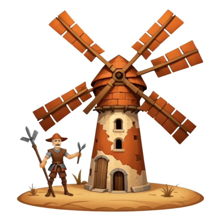 Don quixote windmill fight sticker