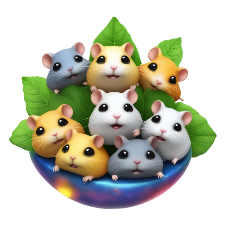 alien hamster cult with cheese and weed on ufo sticker