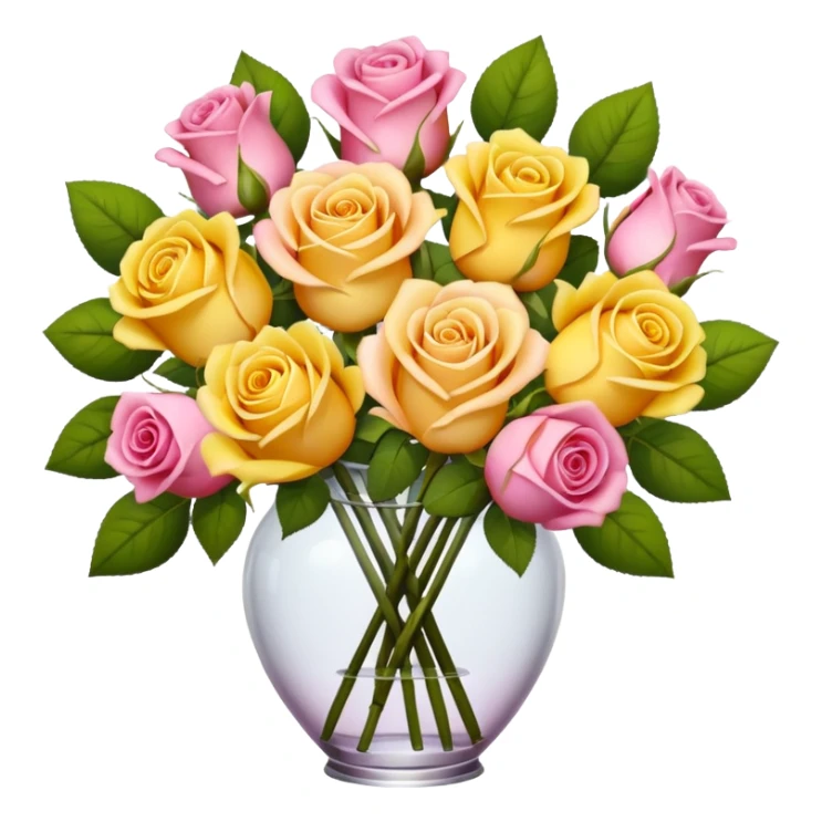 a beautiful pink and yellow rose bouquet sticker