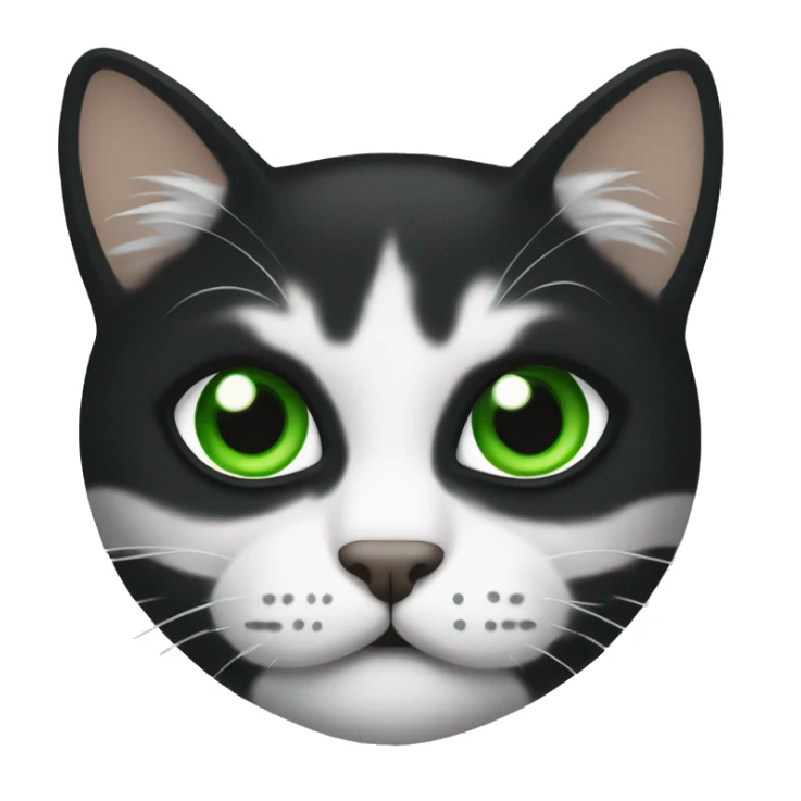 Gatito negro y blanco con ojos verdes sticker