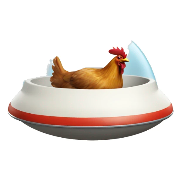 chicken driving in flying saucer sticker
