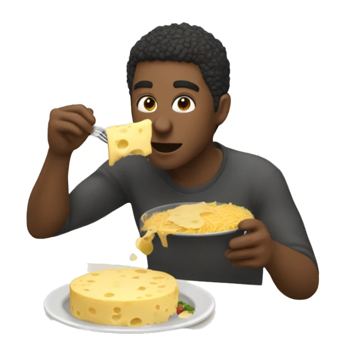 Persona comiendo fideos con queso sticker