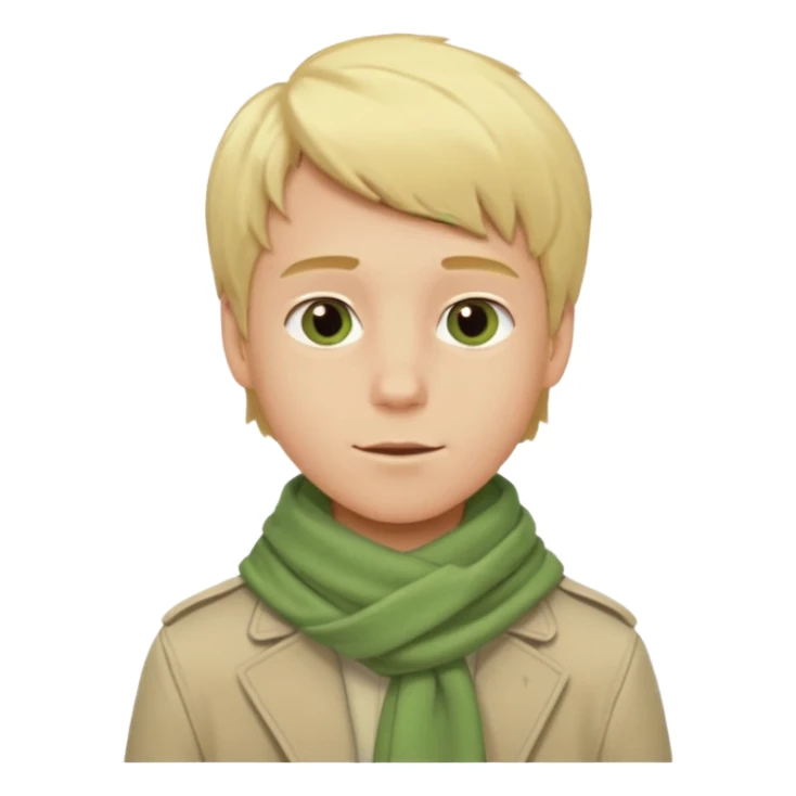 Blonde boy with light green scarf and biege jacket sticker
