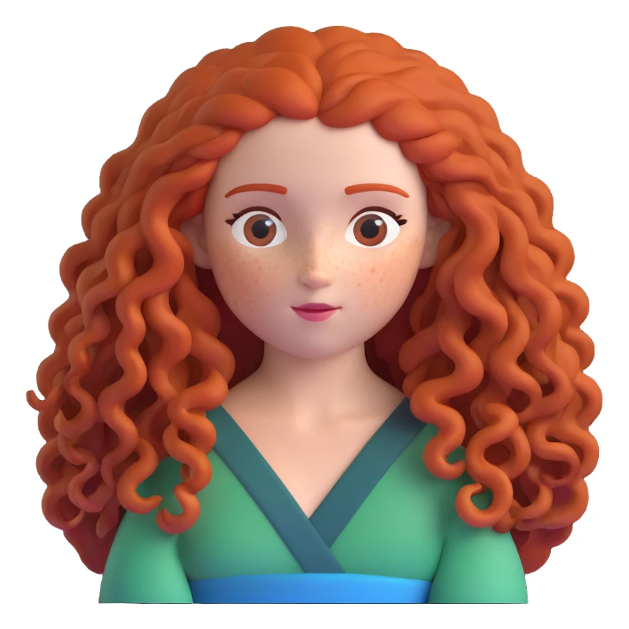 Merida from Brave with extremely long wild curly red hair and face completely covered with freckles sticker