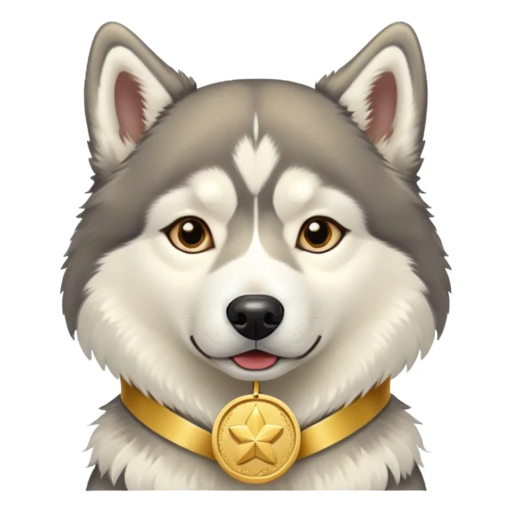 Husky dog with a gold medal sticker