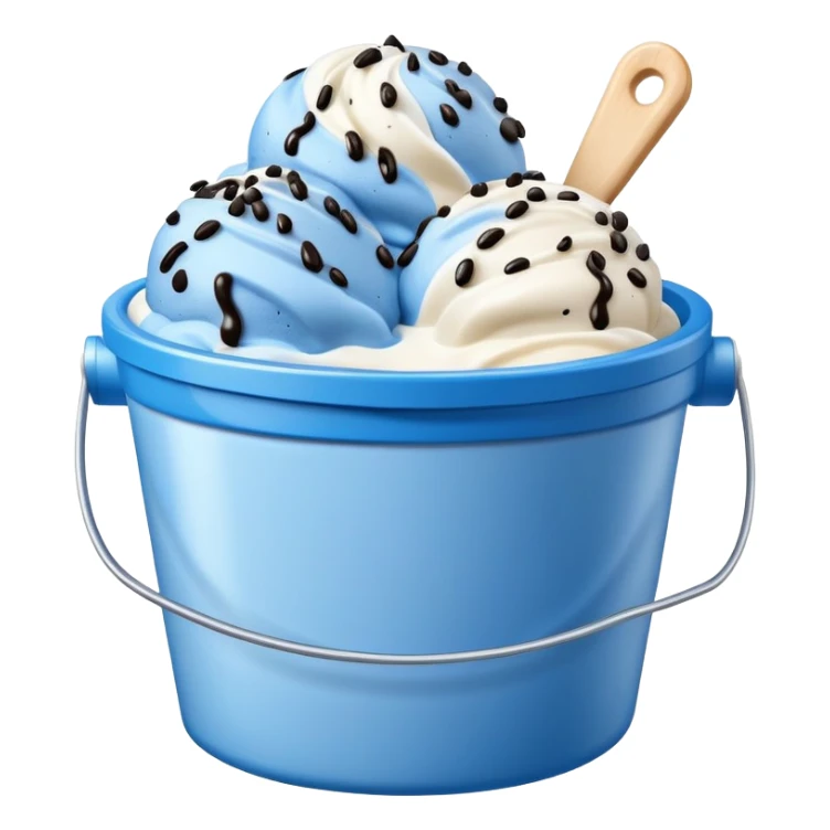 Blue cookies and cream ice cream in a bucket sticker