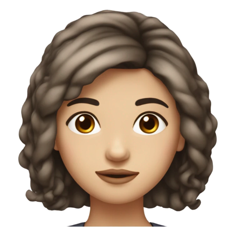 Medium layered hair no bangs medium lips double eye lid dark eyebrows dark brown eyes sticker