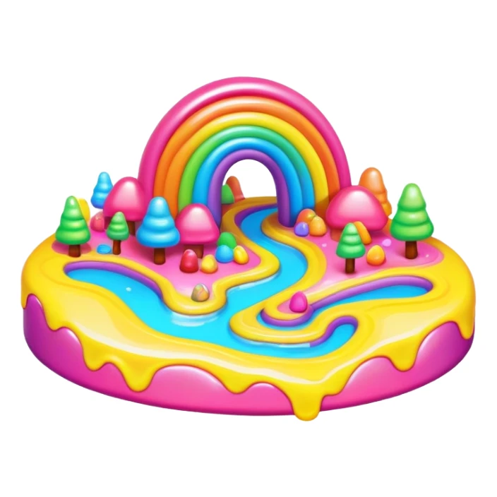 melting neon rainbow candy land landscape sticker