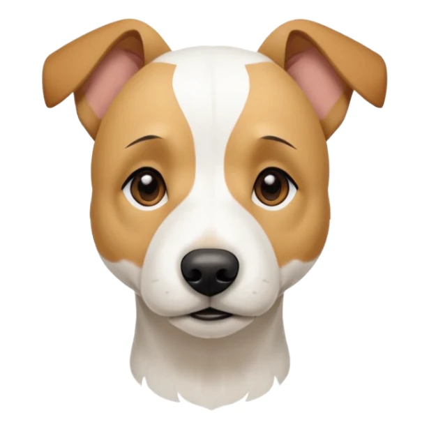 a full body facing front on of a buff white parson russell terrier looking dog the size of a kelpie with light brown long ears resting on its face and a light brown patch on one eye and a large snout. the rest of the dog is completely white.  sticker