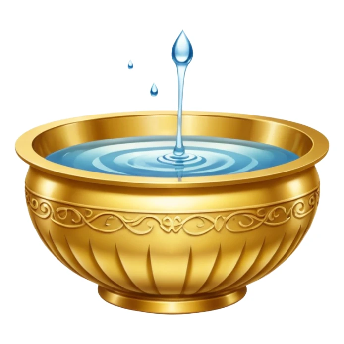 ornate gold bowl top view with water inside sticker