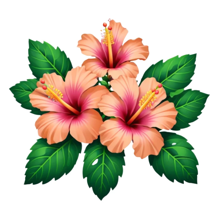 Realistic, vibrant, peach, hibiscus, high definition, bouquet sticker