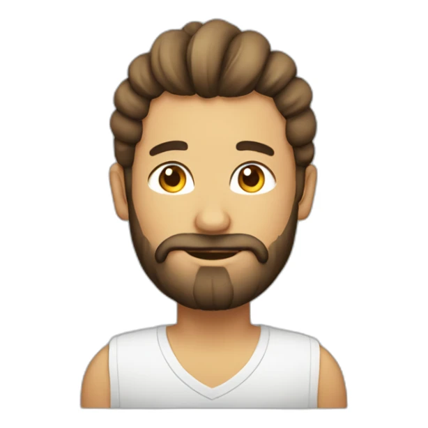 man a bun hairstyle and a beard at a laptop sticker