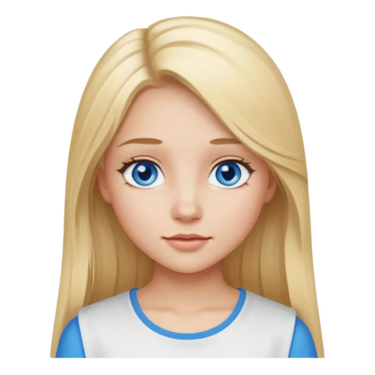 Ragazza capelli biondi lunghi occhi celesti con top sticker