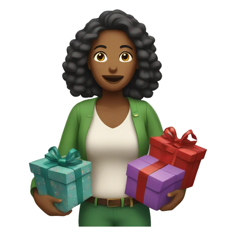 mom with Christmas gifts sticker