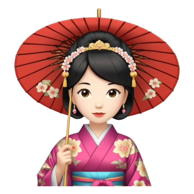 Japanese Princess with paper umbrella sticker