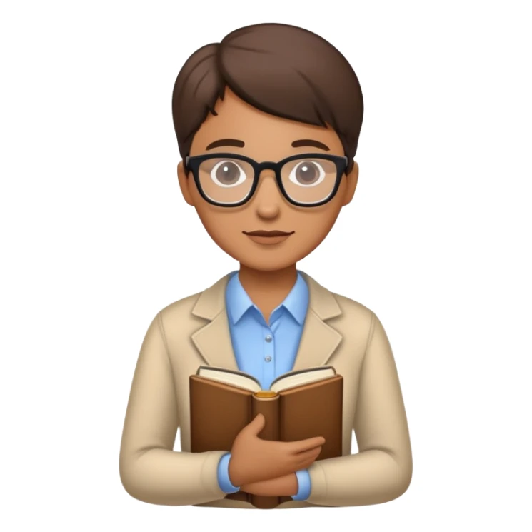 professional teacher with glasses and book sticker
