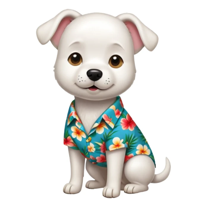 White dog in Hawaiian shirt sticker