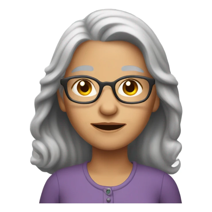 Younger Grandma with longer gray hair no glasses sticker