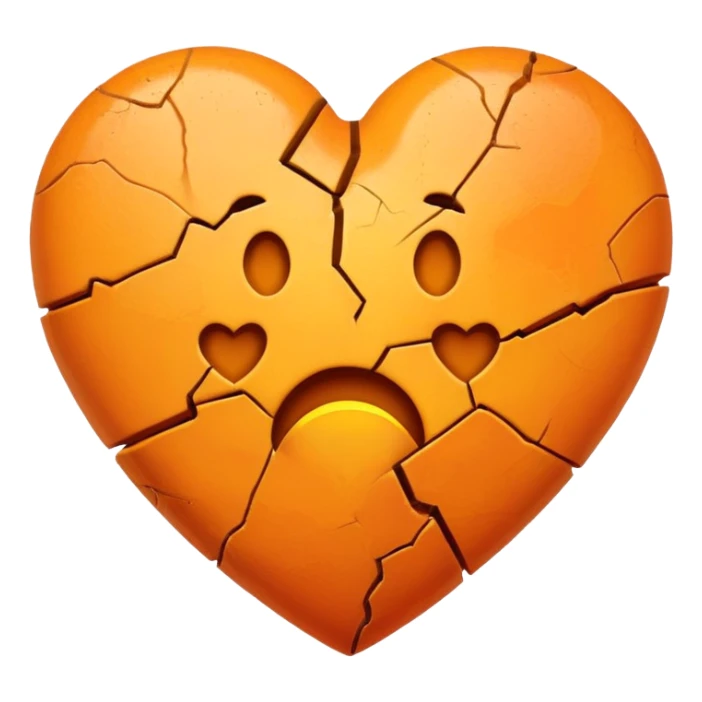 heart break emoji in orange colour sticker