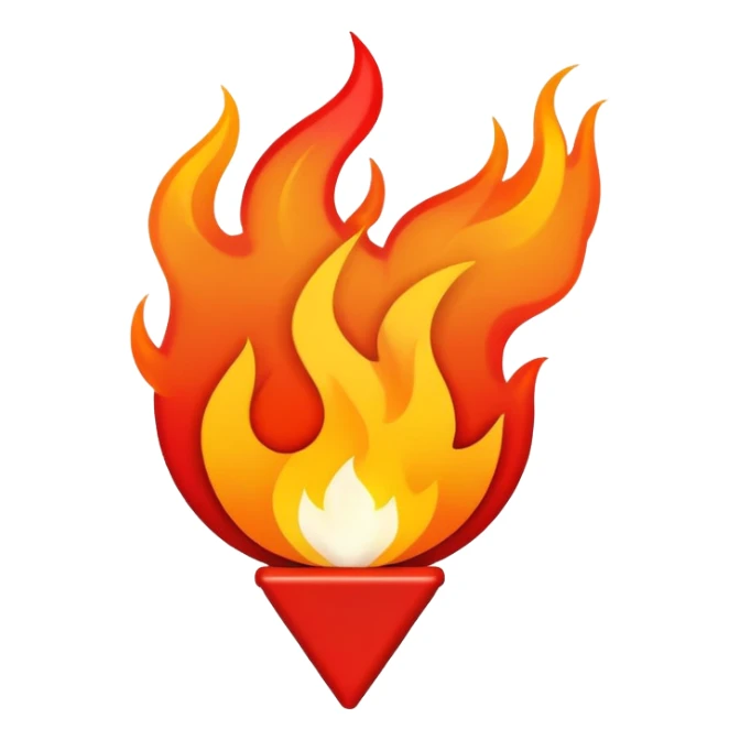 A map location pin marker on fire with flames coming out the top sticker