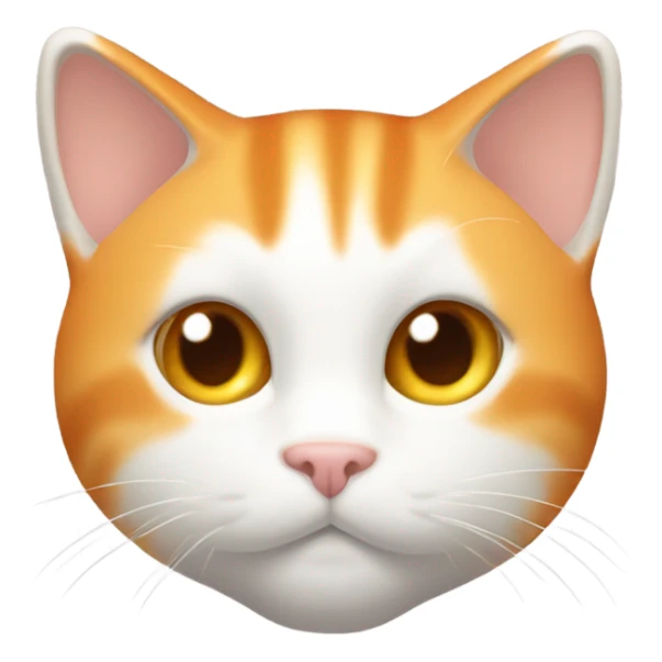 make me entire body white orange cat with cute shiny eyes,  from half side perspective sticker