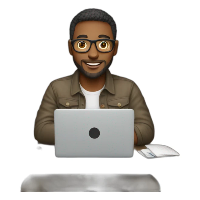 male graphic designer with laptop sticker