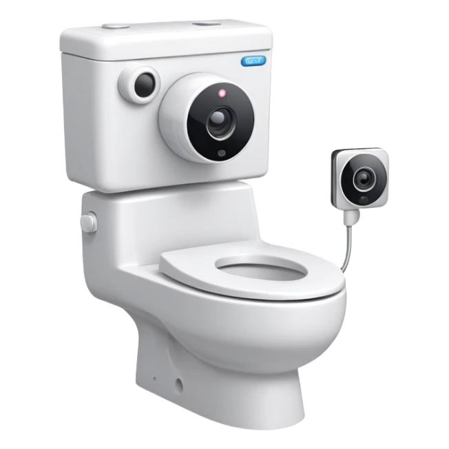 skibidi toilet character, anthropomorphic toilet with camera head sticker