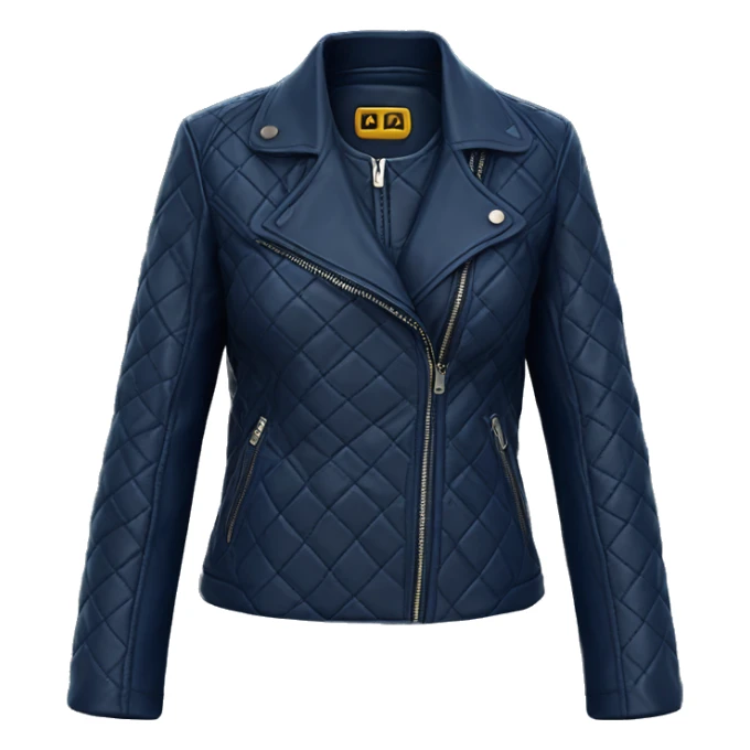 Realistic Womens Zippered Quilted Navy blue leather jacket. sticker