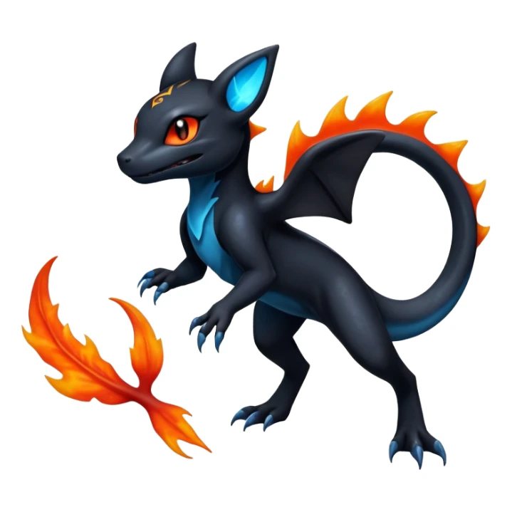 Shiny Salandit-Umbreon-Charmeleon-Fakémon-hybrid-creature (full body)  sticker