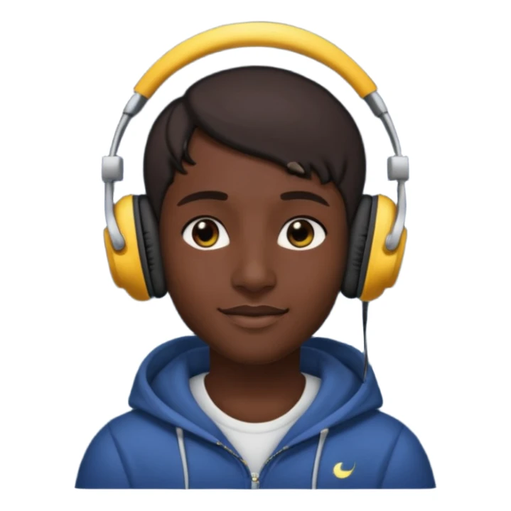 gecə ve kulaklık takmış bir ay sticker