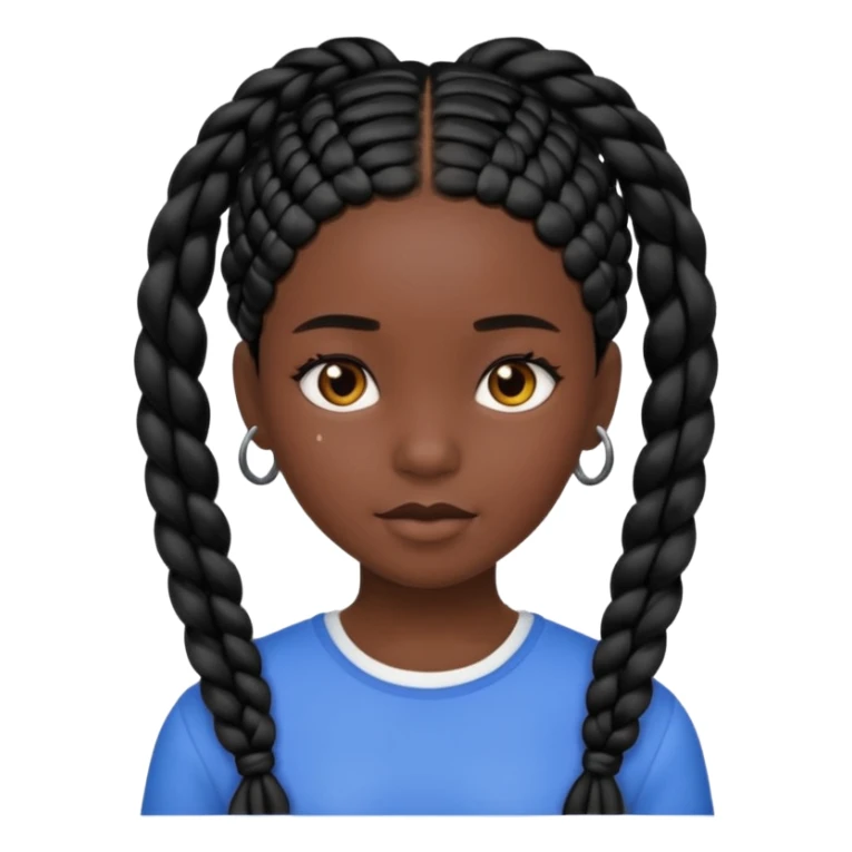 very black skin girl with black braids sticker