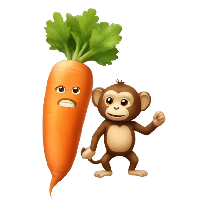 Carrot in love with a monkey sticker