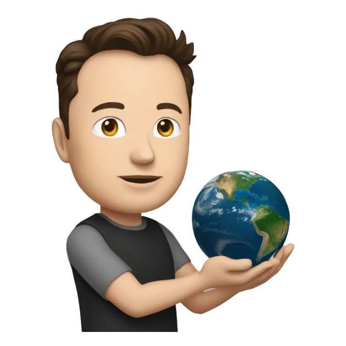 Elon musk, holding earth sticker