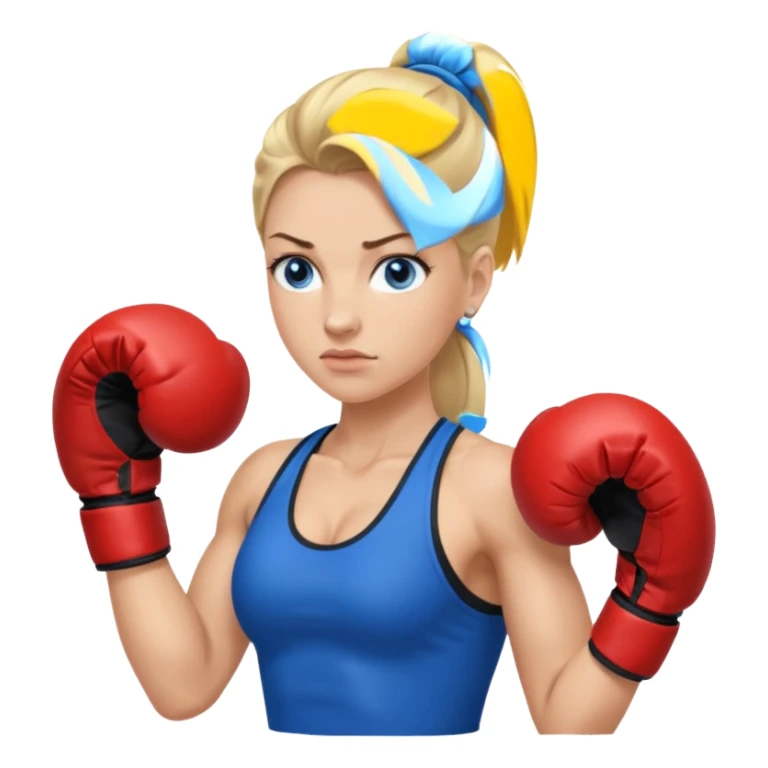 Rubia de ojos azules boxeo con pelo recogido y mostrando cuerpo sticker