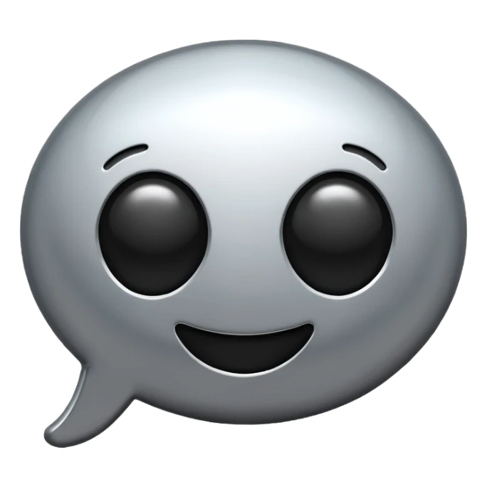 emoji chat burbulas juodai baltas su mettalic efektu sticker